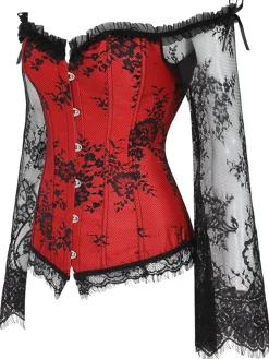 Online Retro Stage Halloween Steampunk Lace Patchwork Corset