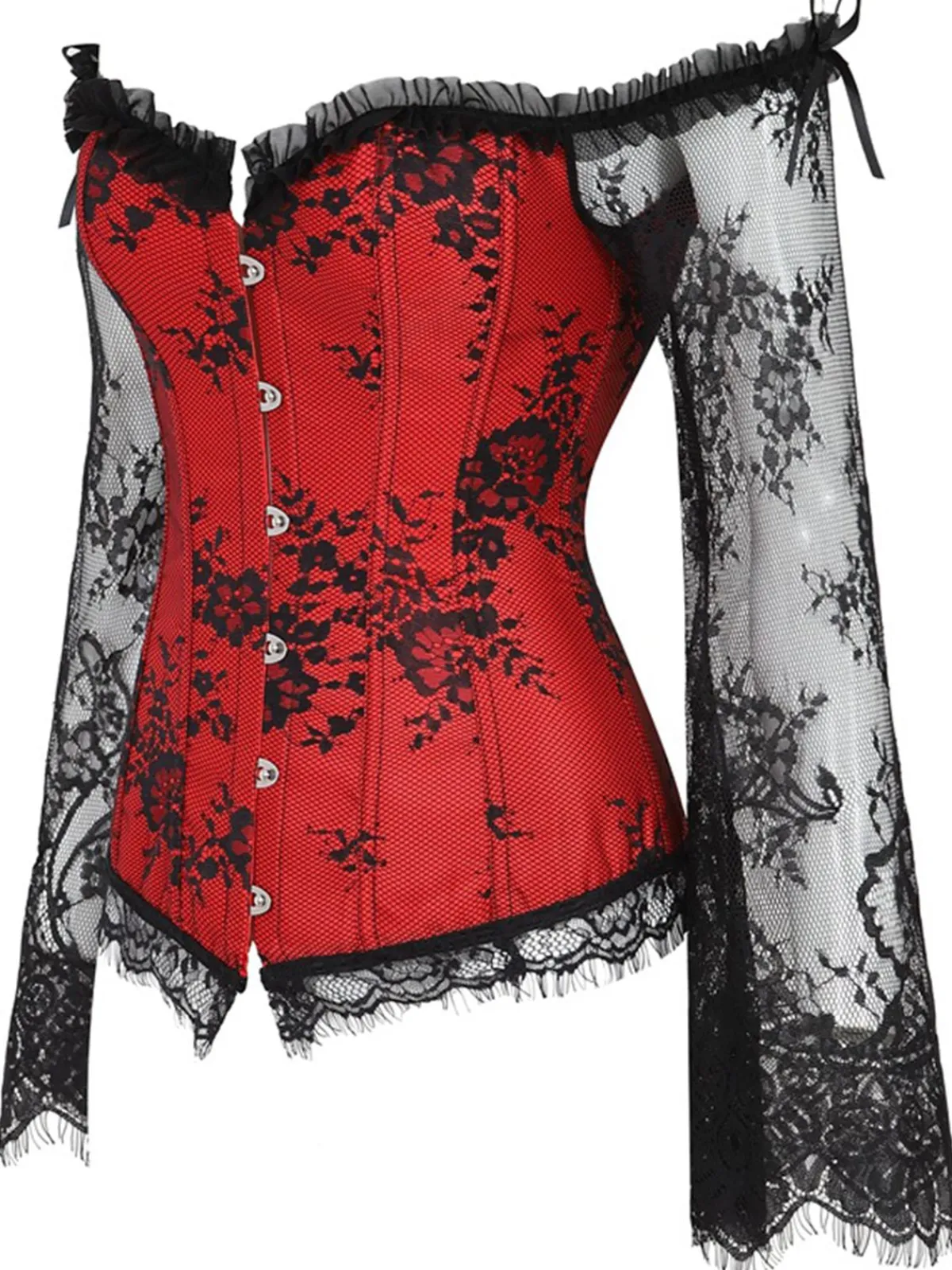 Online Retro Stage Halloween Steampunk Lace Patchwork Corset