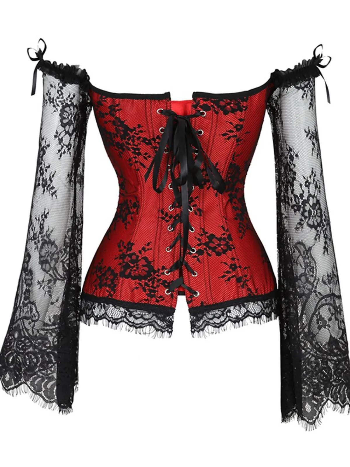 Online Retro Stage Halloween Steampunk Lace Patchwork Corset