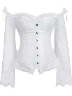 Online Retro Stage Halloween Steampunk Lace Patchwork Corset