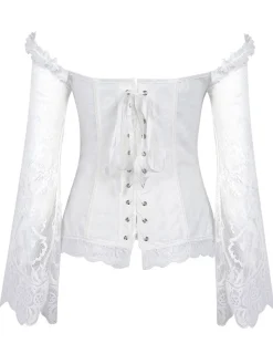 Online Retro Stage Halloween Steampunk Lace Patchwork Corset