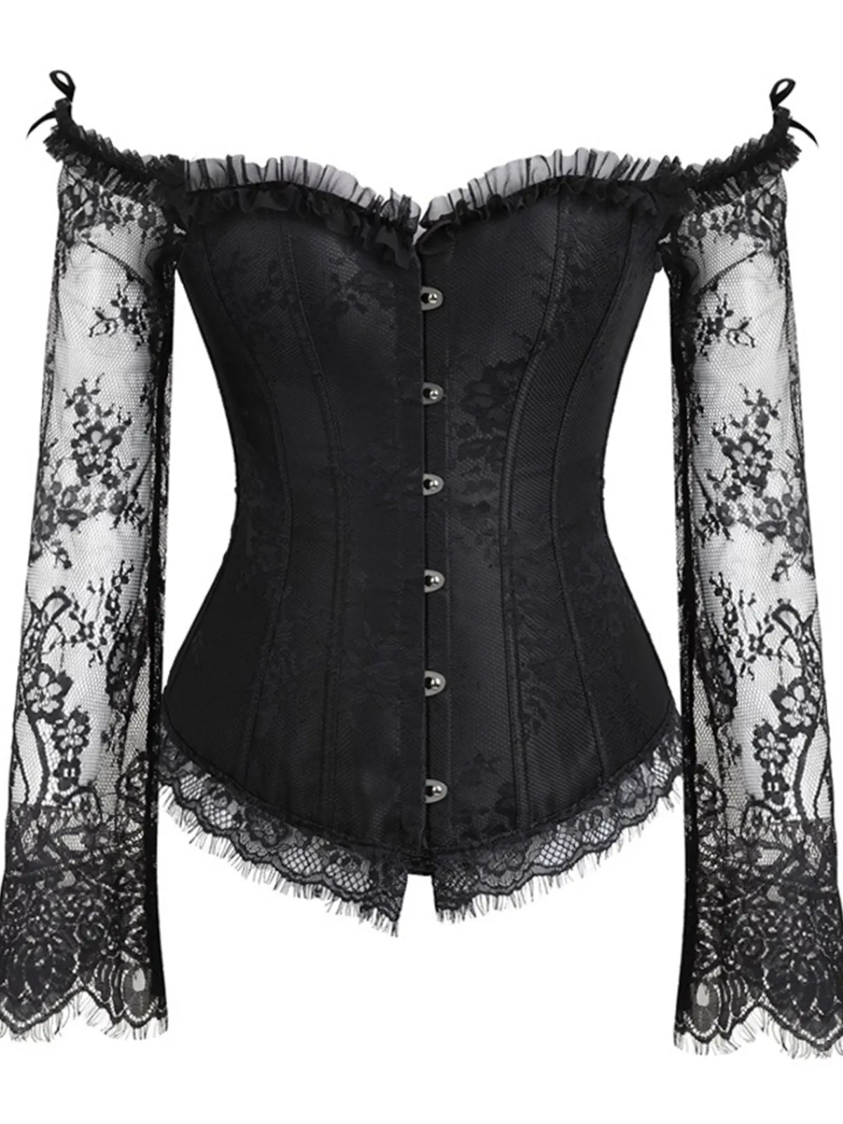 Online Retro Stage Halloween Steampunk Lace Patchwork Corset