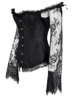 Online Retro Stage Halloween Steampunk Lace Patchwork Corset
