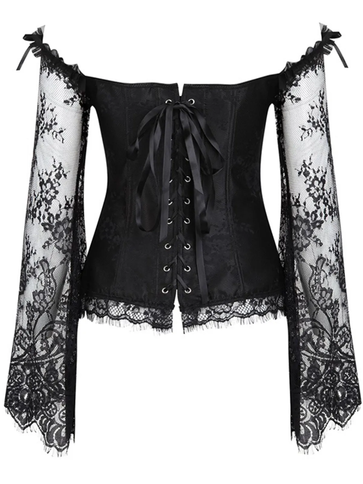 Online Retro Stage Halloween Steampunk Lace Patchwork Corset