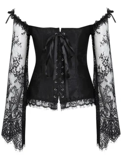 New Retro Stage Halloween Steampunk Lace Patchwork Corset