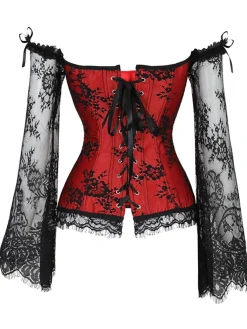 New Retro Stage Halloween Steampunk Lace Patchwork Corset