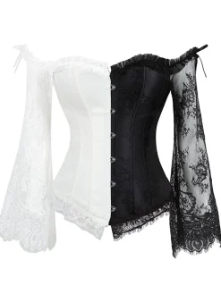 New Retro Stage Halloween Steampunk Lace Patchwork Corset