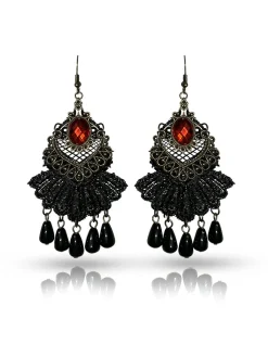 Online Retro Stage Halloween Vintage Ruby Beading Earrings