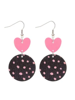 Fashion Retro Stage Heart Polka Dot Dangle Earrings
