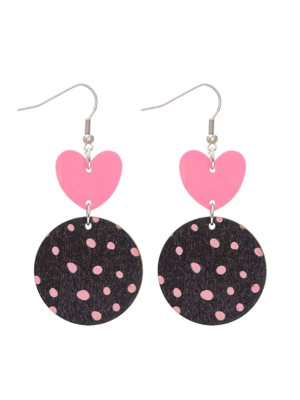 Fashion Retro Stage Heart Polka Dot Dangle Earrings