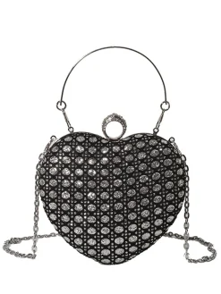 Clearance Retro Stage Heart Rhinestone Chain Evening Handbag