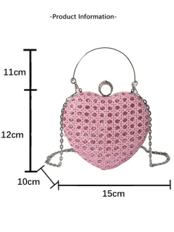Clearance Retro Stage Heart Rhinestone Chain Evening Handbag