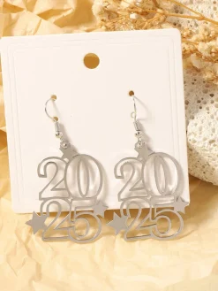 Best Retro Stage Hollow Numbers 2025 New Year's Eve Earrings