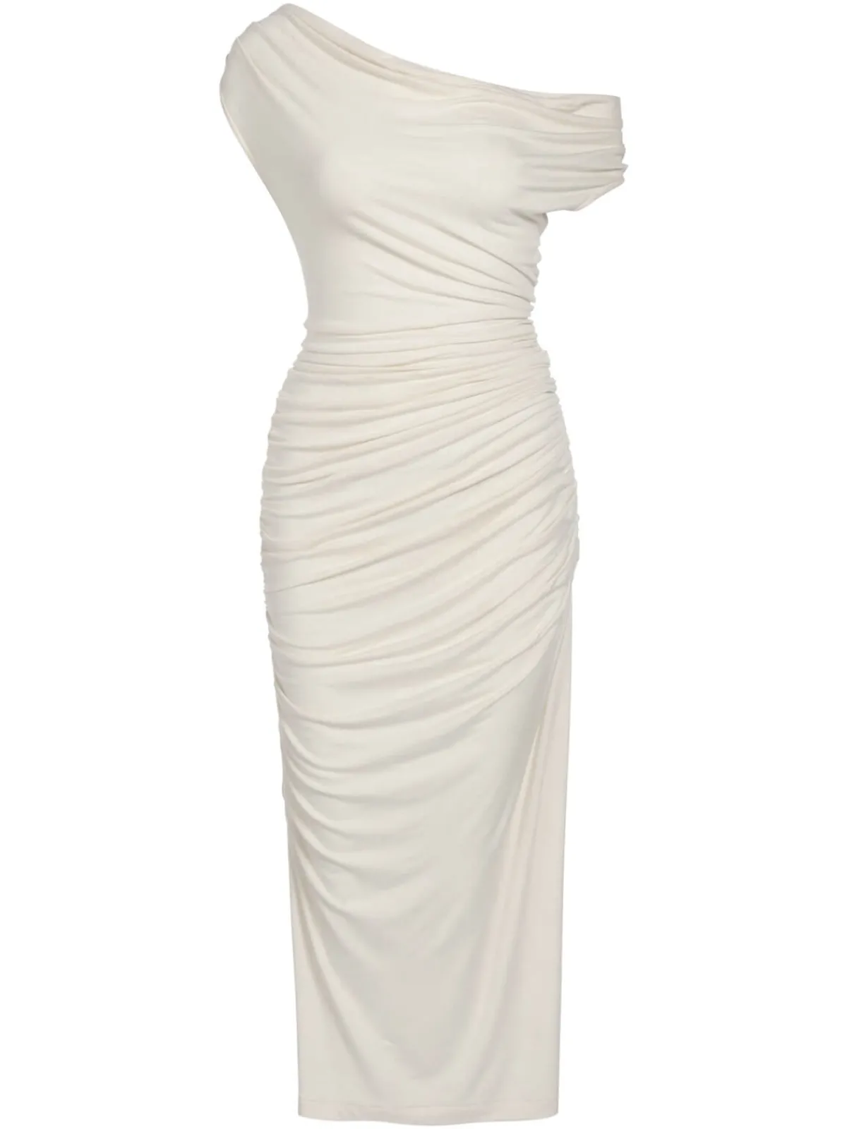 Clearance Retro Stage 1960s Cap Sleeve Slim Pleated Dress Ivory
