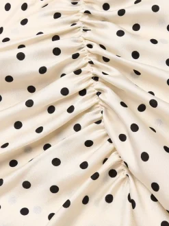 Clearance Retro Stage 1960s Polka Dot Halter Pencil Dress Ivory