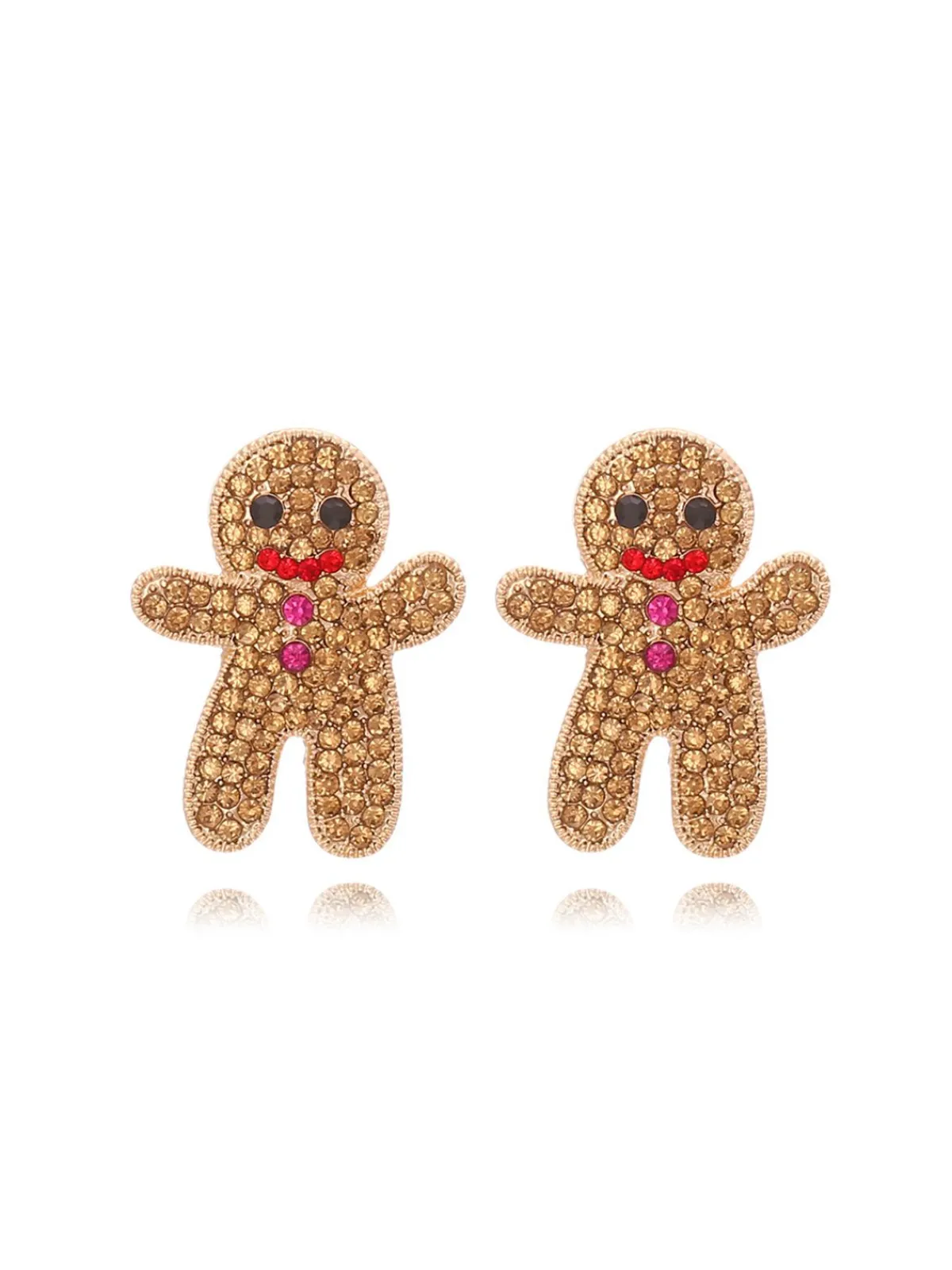 Clearance Retro Stage Khaki Christmas Gingerbread Man Rhinestone Earrings