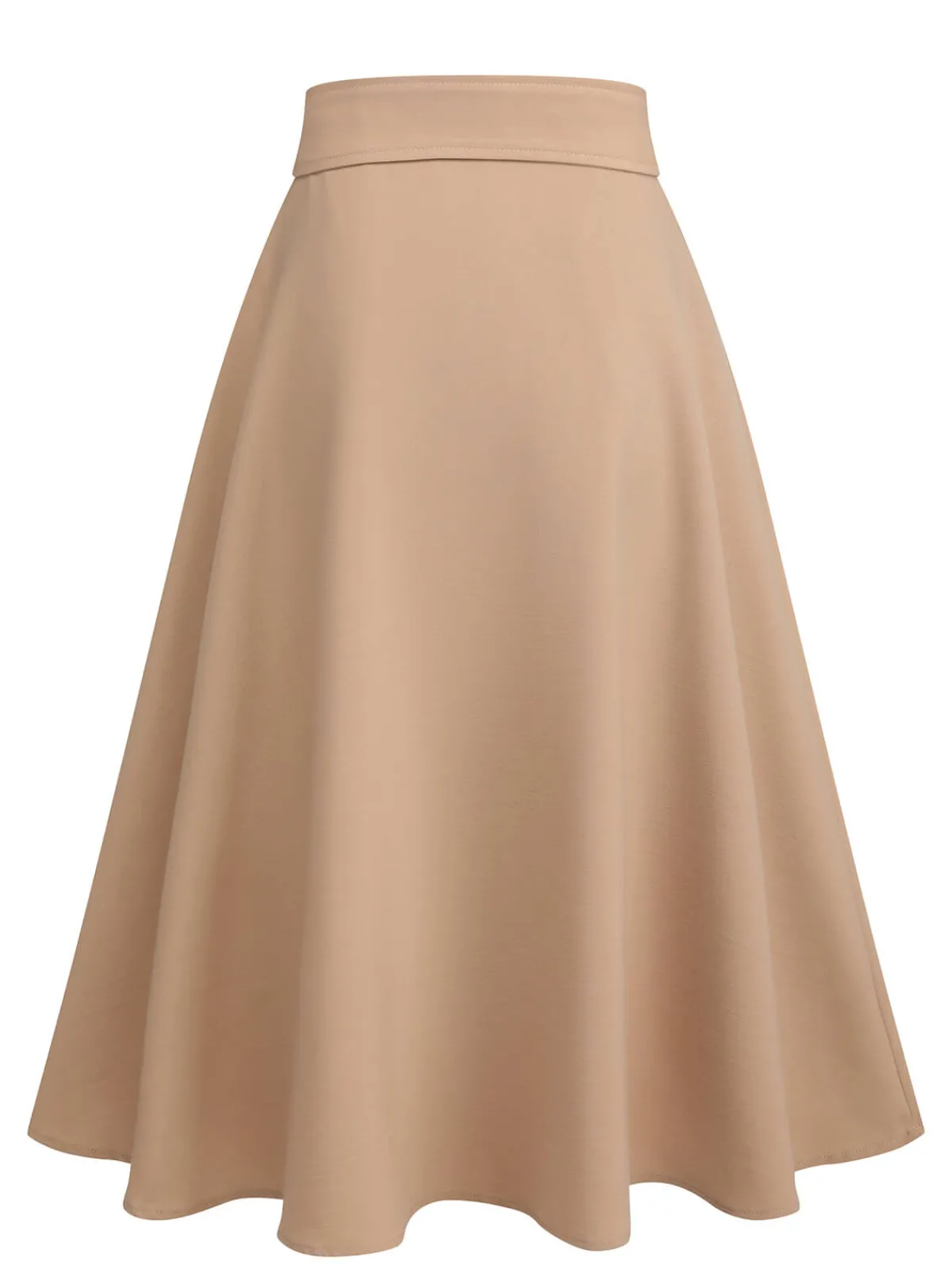 Fashion Retro Stage 1950s Big Pockets Button Skirt Khaki