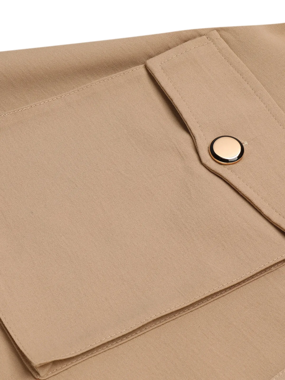 Fashion Retro Stage 1950s Big Pockets Button Skirt Khaki