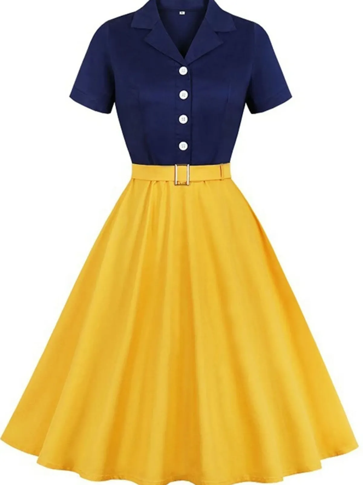 New Retro Stage Khaki 1950s Snow White Style Button Dress