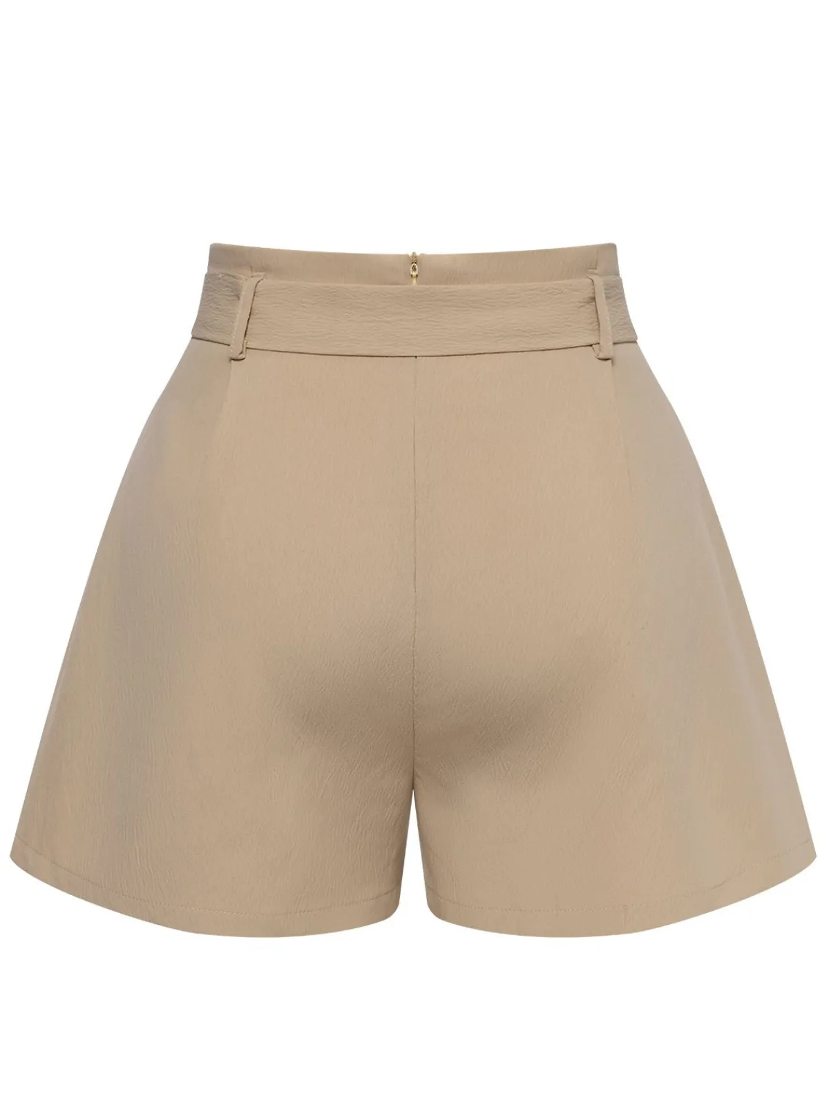 Sale Retro Stage 1950s Solid Belted Shorts Khaki