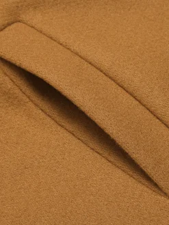 Fashion Retro Stage 1960s Turn-Up Collar Solid Belted Coat Khaki