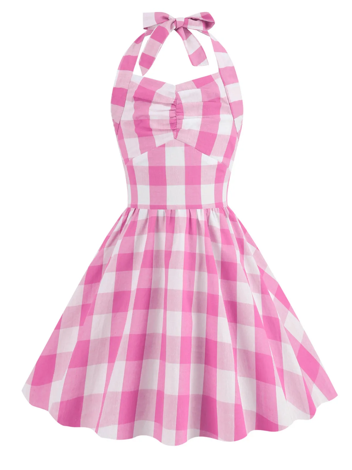 Clearance Retro Stage Kids Party 1950s Plaid Halter Swing Girl's Dress
