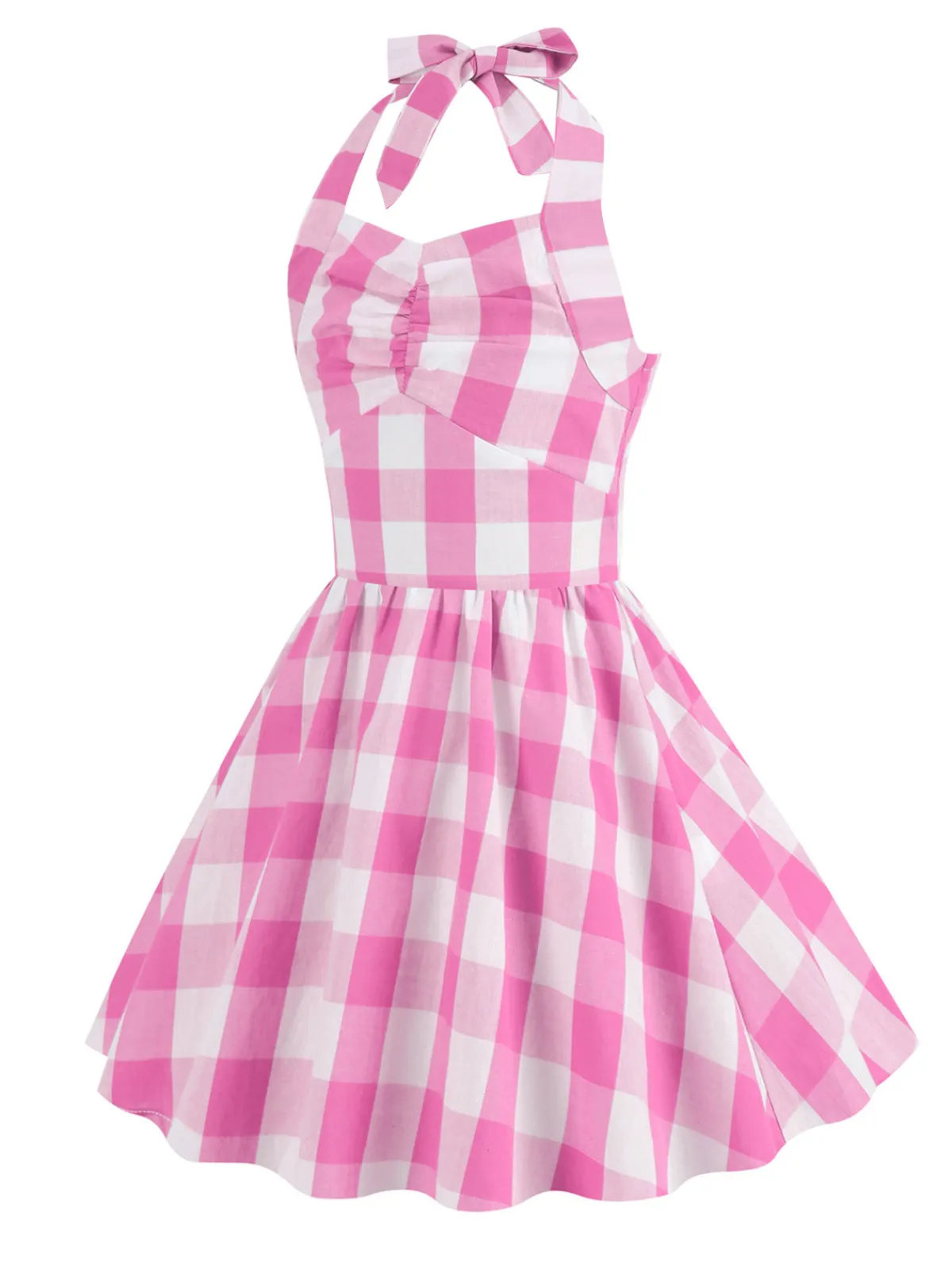 Clearance Retro Stage Kids Party 1950s Plaid Halter Swing Girl's Dress