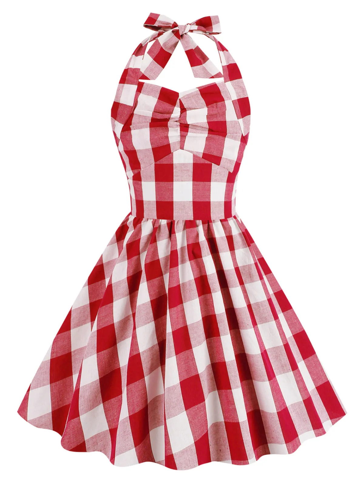 Clearance Retro Stage Kids Party 1950s Plaid Halter Swing Girl's Dress