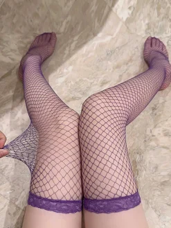 Online Retro Stage Lace Fishnet Thigh-High Stockings