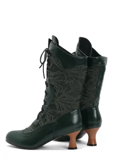New Retro Stage Lace Patchwork Lace-Up Calf-High Boots