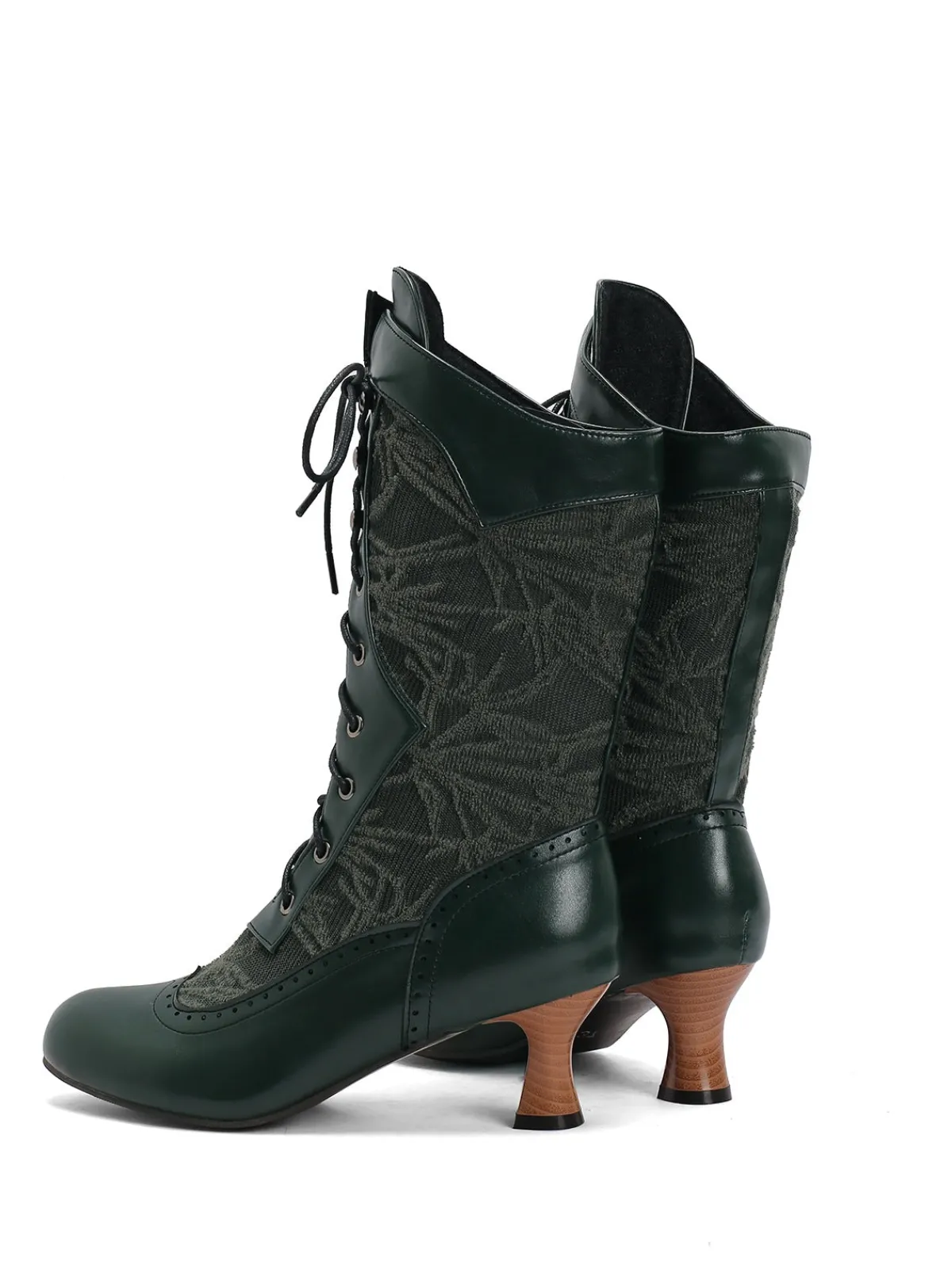 New Retro Stage Lace Patchwork Lace-Up Calf-High Boots