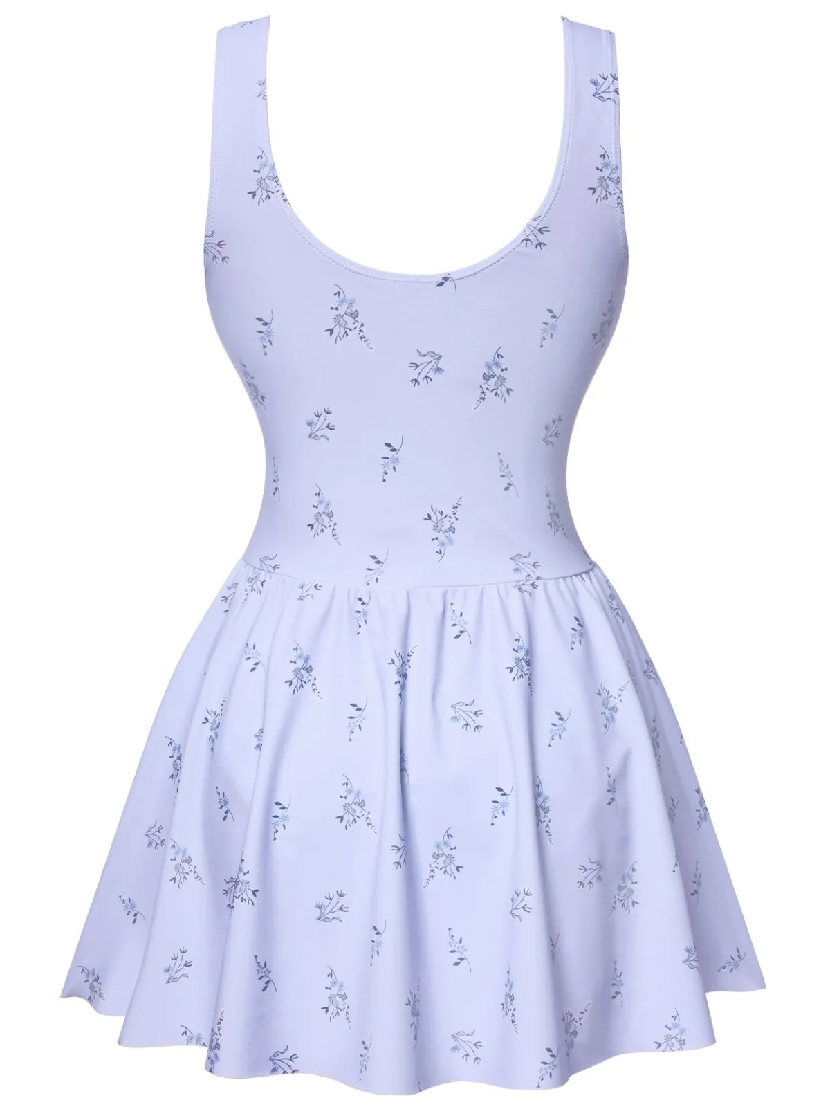 New Retro Stage 1940s Floral Button Swim Dress Lavender