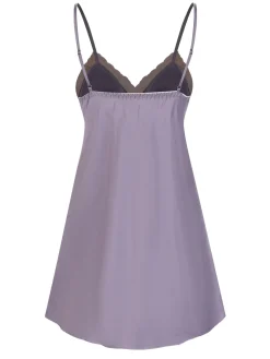 Best Retro Stage 1940s Lace Satin Patchwork Nightgown Lavender