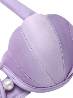 Online Retro Stage Lavender 1970s Mermaid Shell Halter Bikini Set