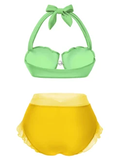 Online Retro Stage Lavender 1970s Mermaid Shell Halter Bikini Set