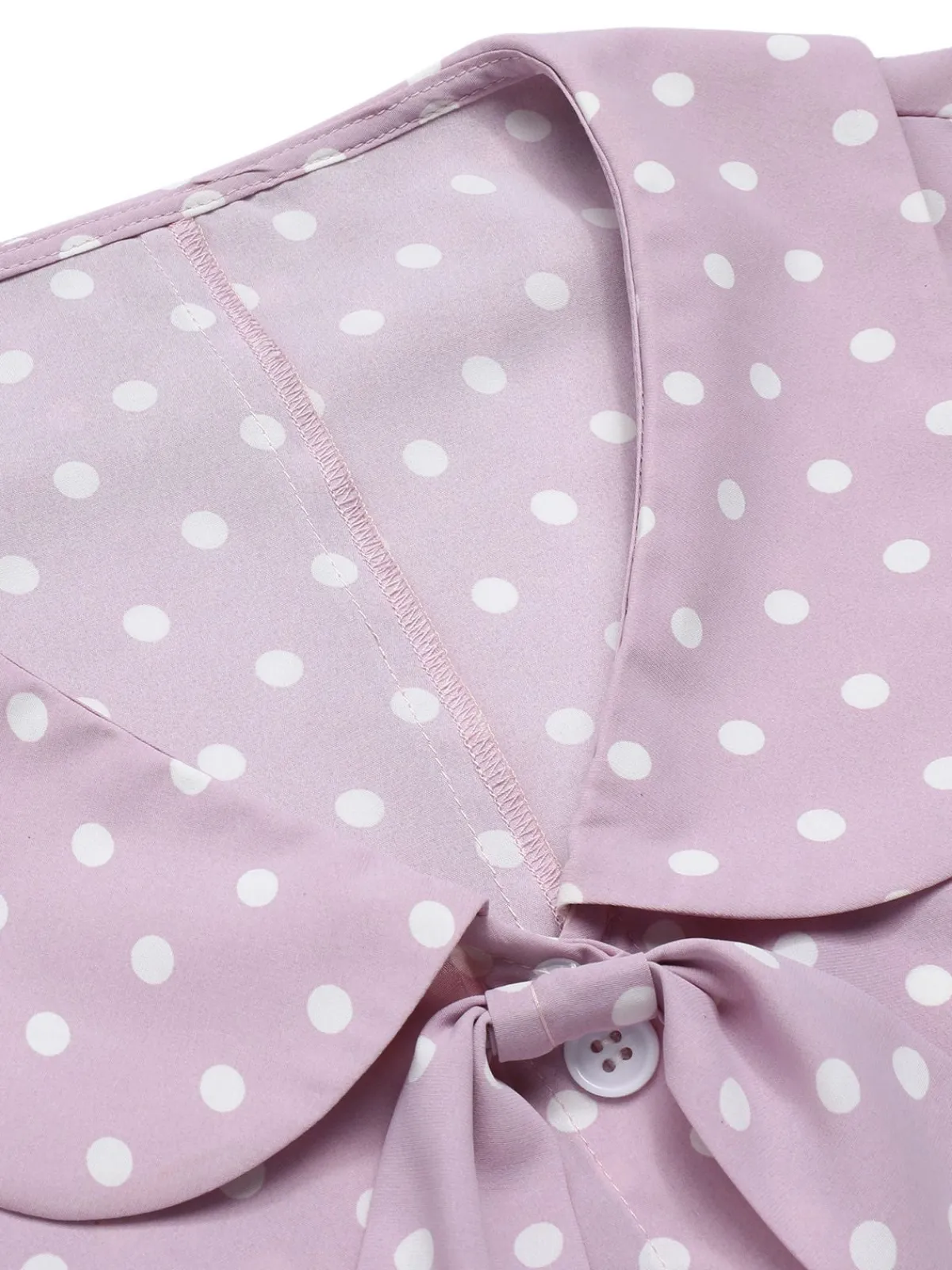 Online Retro Stage 1940s Polka Dots Lapel Blouse Lavender