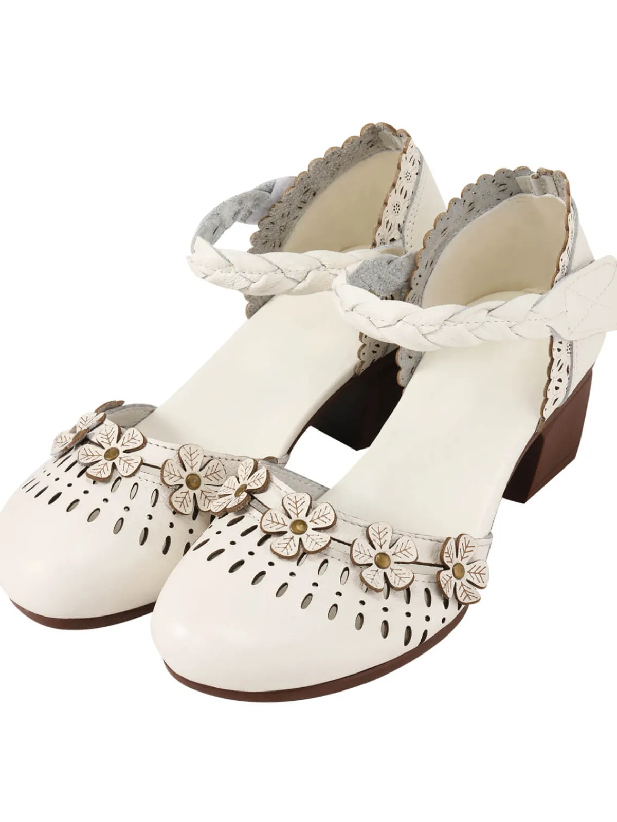 Outlet Retro Stage Leather Vintage Hollow-out High Heeled Sandals