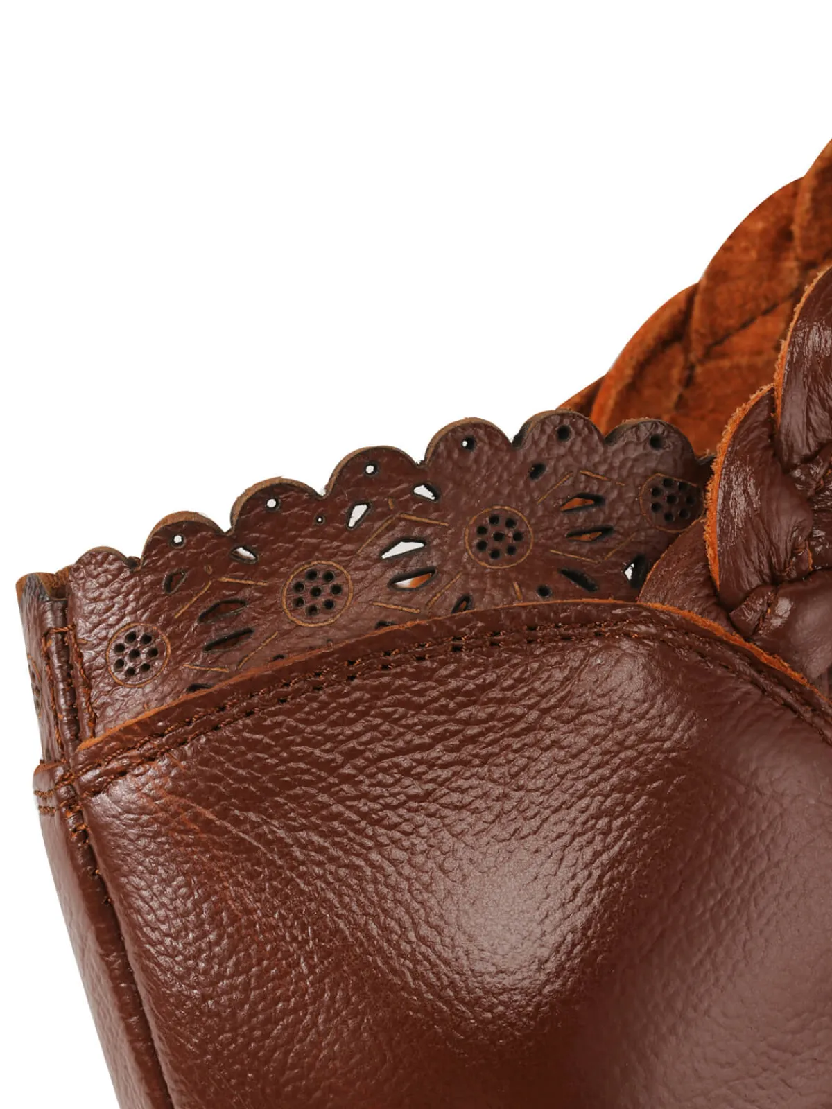 Outlet Retro Stage Leather Vintage Hollow-out High Heeled Sandals