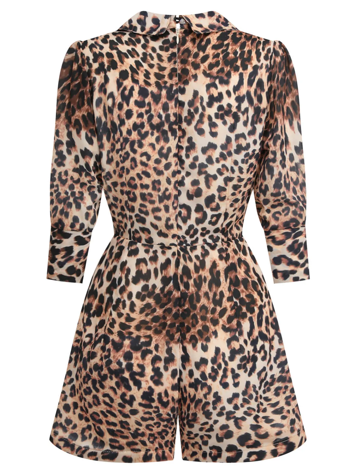 New Retro Stage 1950s Lapel Lace-Up Vintage Romper Leopard