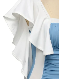 Outlet Retro Stage 1960s Backless One-piece Swimsuit Light Blue