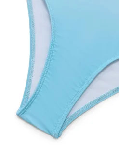 Fashion Retro Stage 1940s Bow Spaghetti Strap One-Piece Swimsuit Light Blue