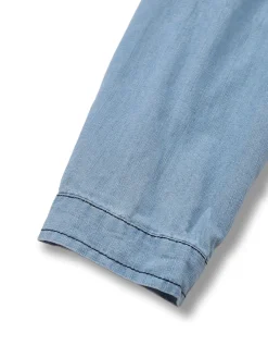 Best Retro Stage 1950s Denim Button Lapel Romper Light Blue