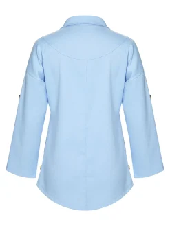 Clearance Retro Stage 1950s Irregular Suit Collar Jacket Light Blue