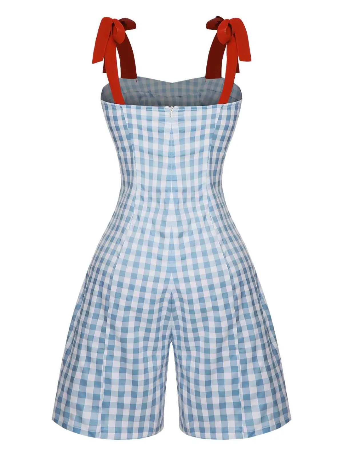 Outlet Retro Stage 1950s Plaid Camisole Romper Light Blue