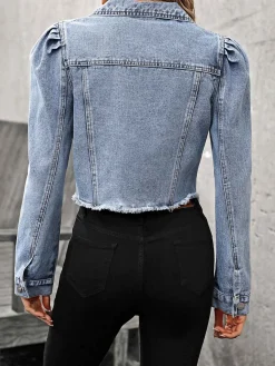 Best Retro Stage 1970s Short Denim Jacket Light Blue