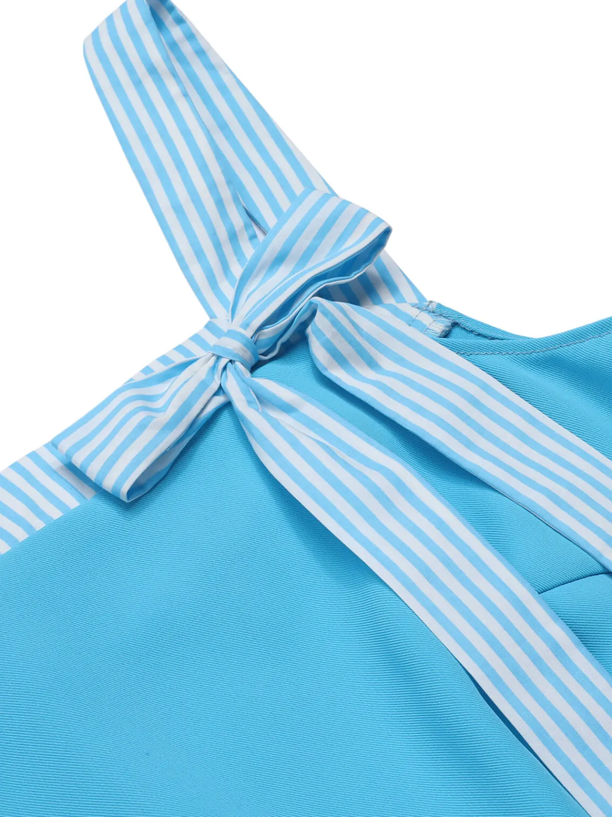 Best Retro Stage Light 1940s Stripe Wide Straps Romper Blue