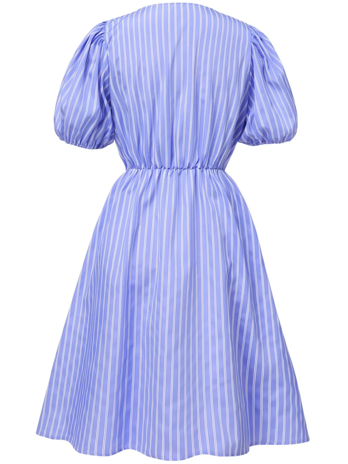 Fashion Retro Stage 1950s Striped Bow Lace-Up Dress Light Blue