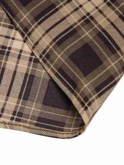 New Retro Stage 1950s Plaid Pleated Skirt Light Brown