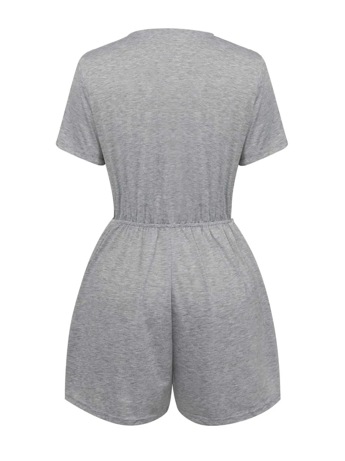 Discount Retro Stage 1950s Round Neck Solid Romper Light Gray