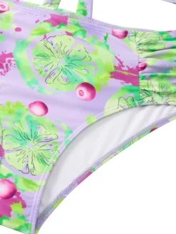 Sale Retro Stage 1940s Grape Ruffle Swimsuit Light Green